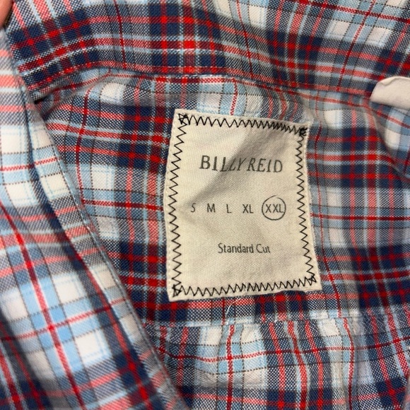 Billy Reid Red and Blue Casual Button Down Shirt - Picture 2 of 5
